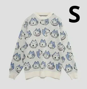 11마리의 고양이 도트|워셔블 자카드 니트 S 남녀 공용