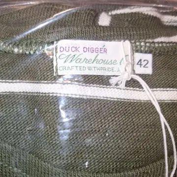 웨어하우스 해피 백 덕디거 반팔 니트 셔츠 42GREEN/OFF