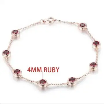 4mm 루비 로즈 골드 팔찌 실버 925