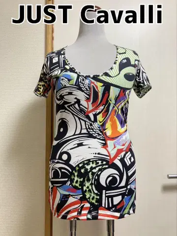 저스트 카발리 JUSTcavalli 올패턴 반팔 티셔츠 상의