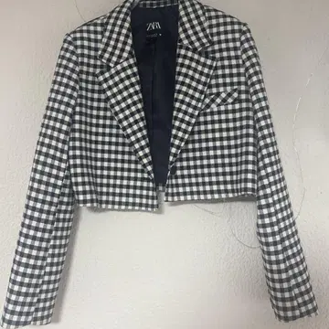 자라 체크 숏 자켓