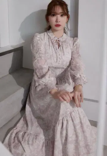 Herlipto 겨울 플로럴 롱 슬리브 드레스