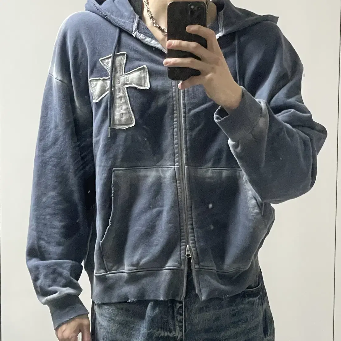 Skaterlock Hell Heaven Cross Vintage Sweat Hoodie Grayshine