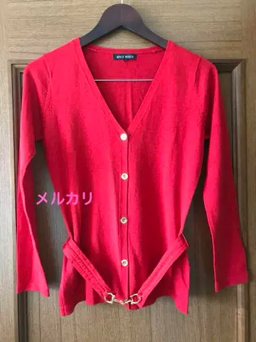 MISCH MASCH 벨트 달린 가디건 빨간색 빨간색 미슈마슈