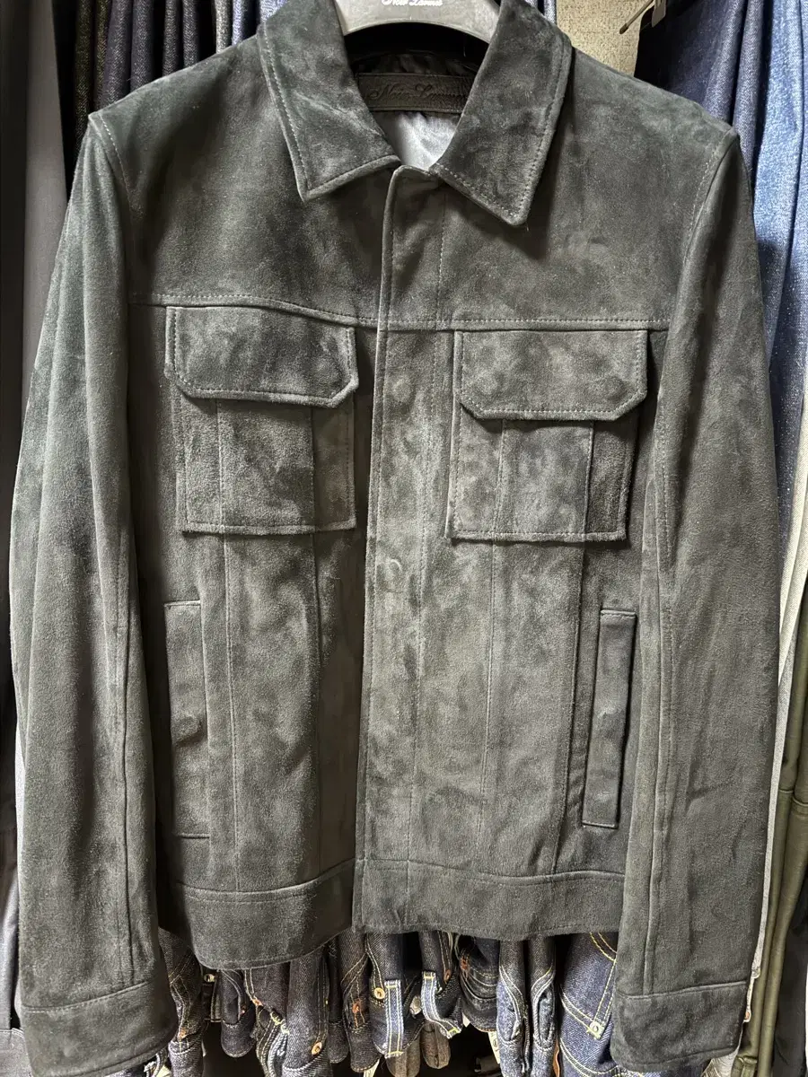 Noir Larmes Suede Trucker Jacket 46