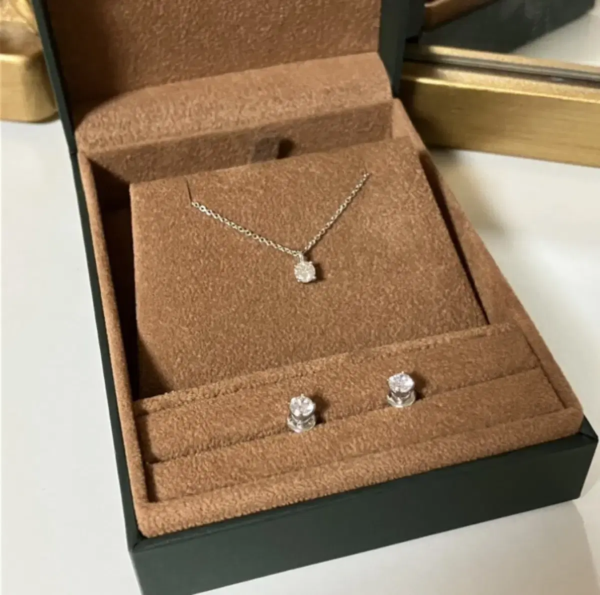 14K dia Necklace & Earrings