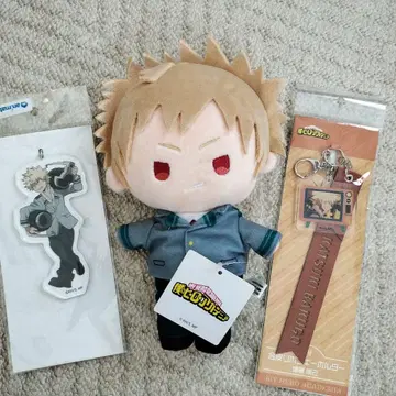 바쿠고 카츠키 곰돌이 인형 S & 아크릴 키링 세트