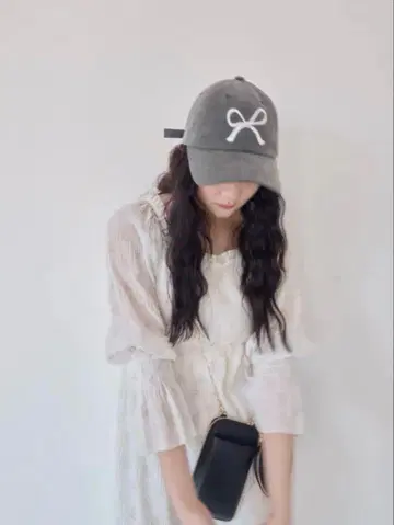 muguet ribbon nuance cap 모자 charcoal 그레이
