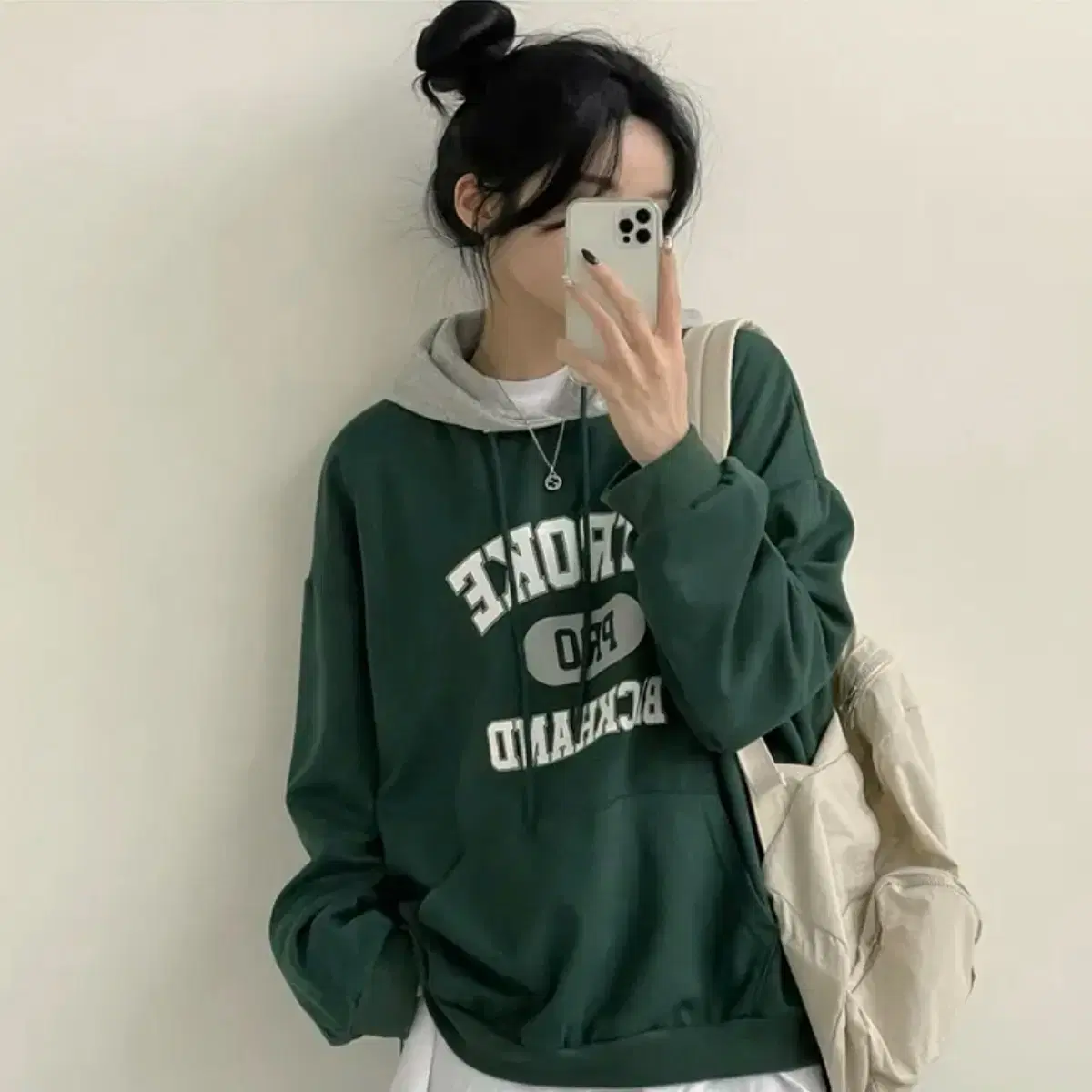 귀여움 보장, 배색 프로 레터링 후드티