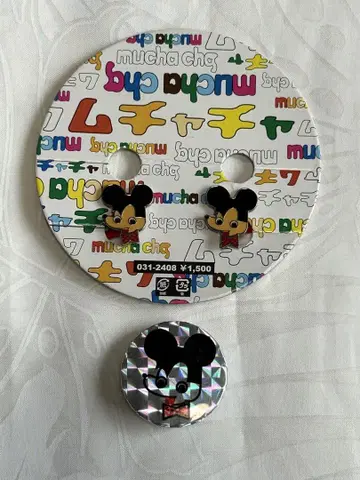 무차차 머리끈 캔뱃지 쥐 미키마우스 패러디