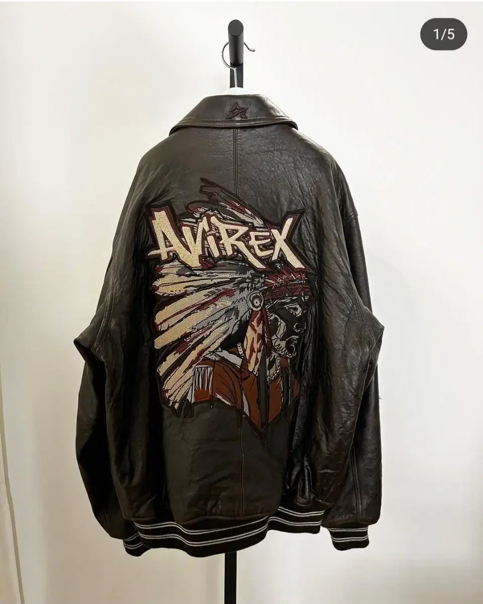 00's Avirex Brown Leather Varsity Jacket