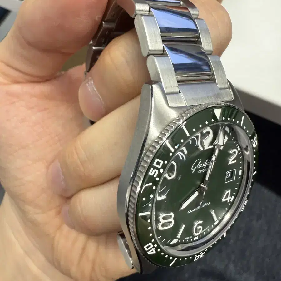 글라슈테 오리지날 씨큐 그린 39.5mm 시스루백