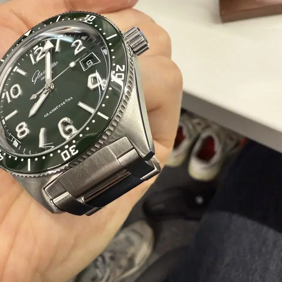 글라슈테 오리지날 씨큐 그린 39.5mm 시스루백