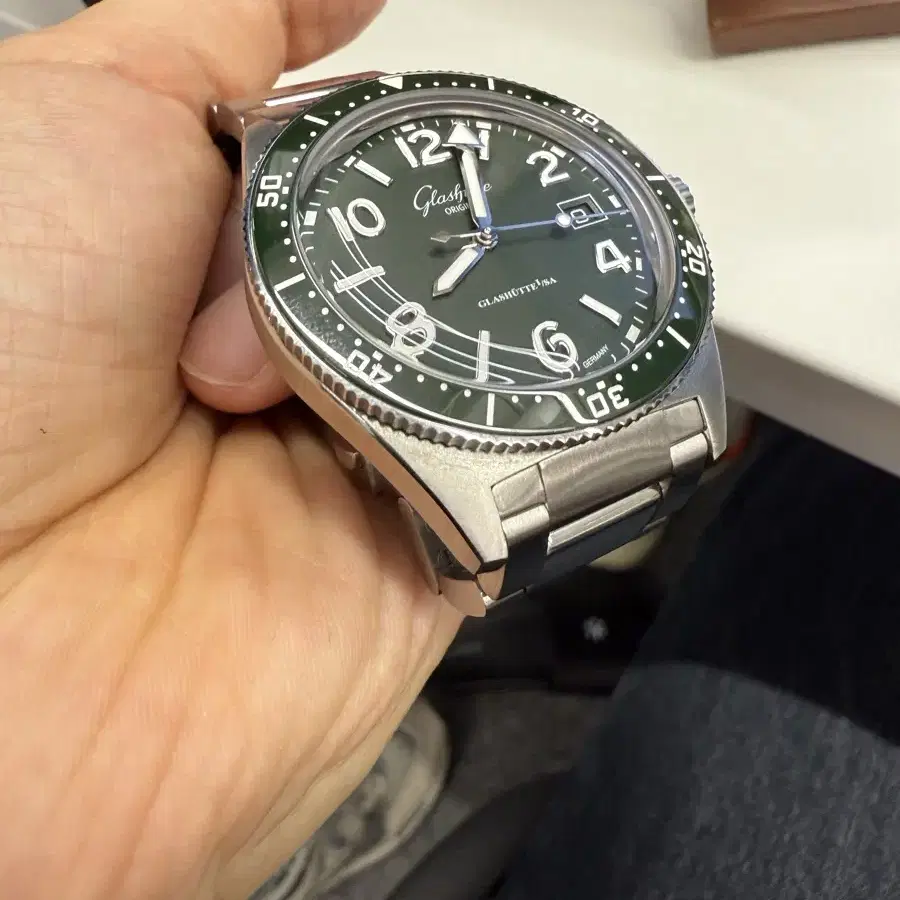 글라슈테 오리지날 씨큐 그린 39.5mm 시스루백