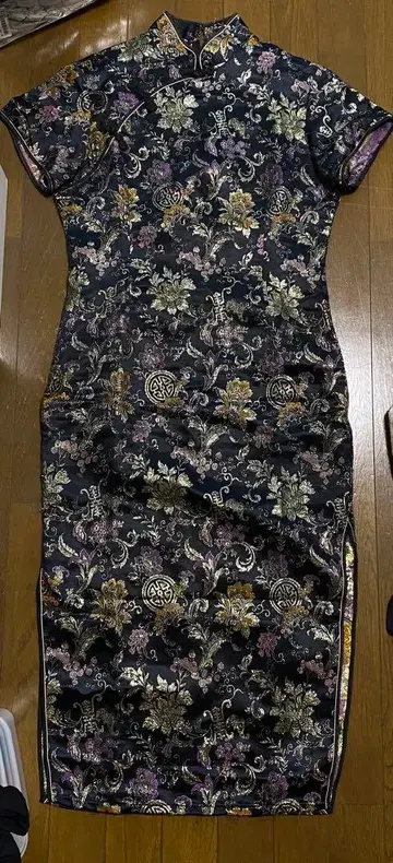 차이나 드레스 차이나복 꽃무늬 네이비 코스프레