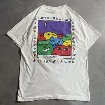 90년대 USA제 CAT HERD 고양이 art 빈티지 티셔츠