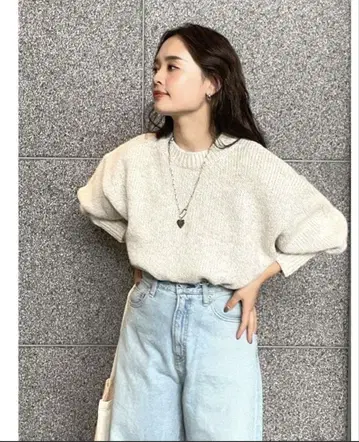 컬러 모헤어 혼방 루즈 니트