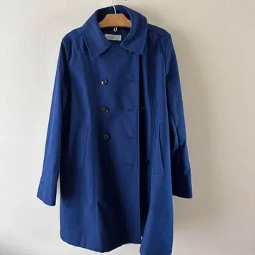 네이비 더블 브레스트 롱 코트