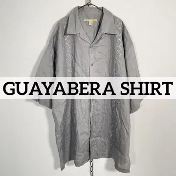 빈티지 반팔 쿠바 셔츠 GUAYABERA SHIRT 라이트 그레이