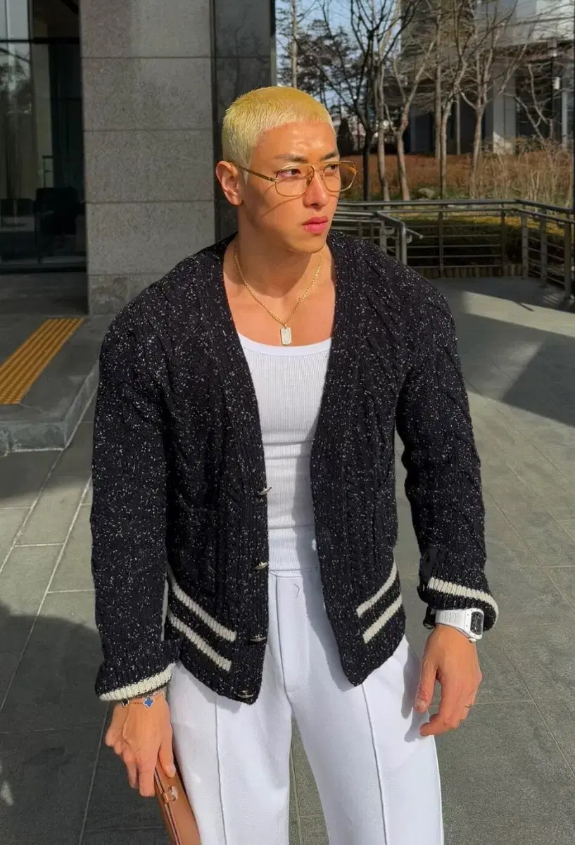 라파나토 에뚜알 커프스 단추 메리노 울가디건 48사이즈 미개봉