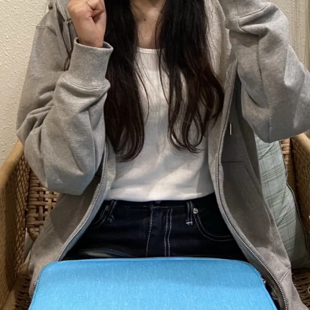<멜란지 마스터> Sweatshirt / Hooded sweatshirt (melange gray / L size)