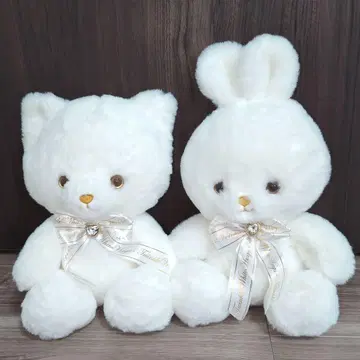 새하얀 친구들 고양이 토끼 봉제 인형