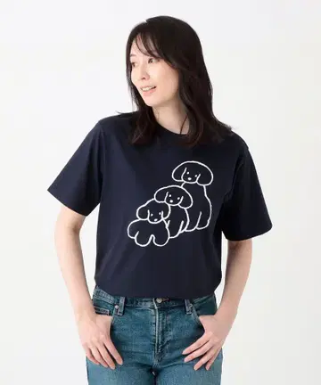 테라오카 나츠미 애프터눈 티 티셔츠 네이비 3DOGS