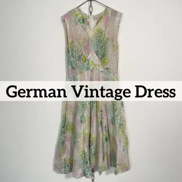 80s90s German Vintage 슬리브리스 원피스 보태니컬 무늬