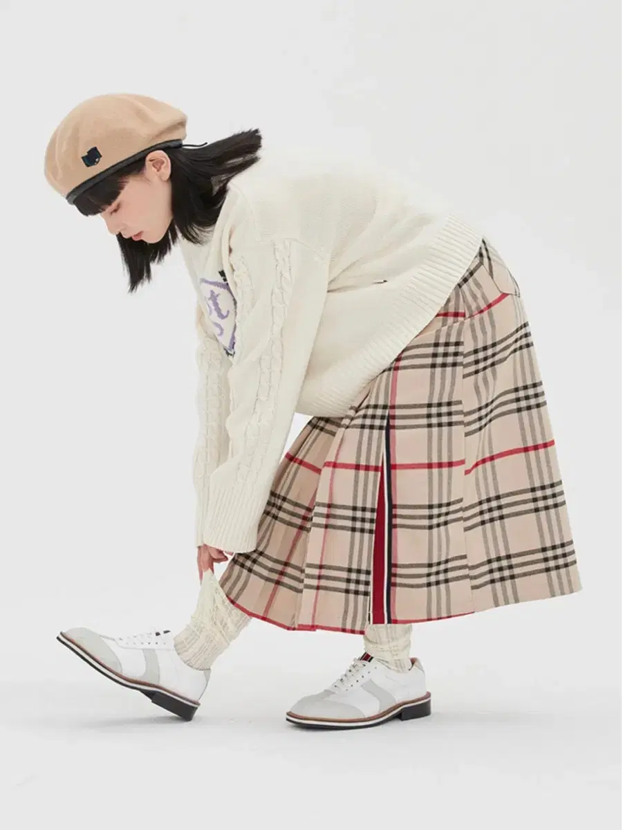 <타게토x로맨틱크라운>Check Skirt Pleated Skirt