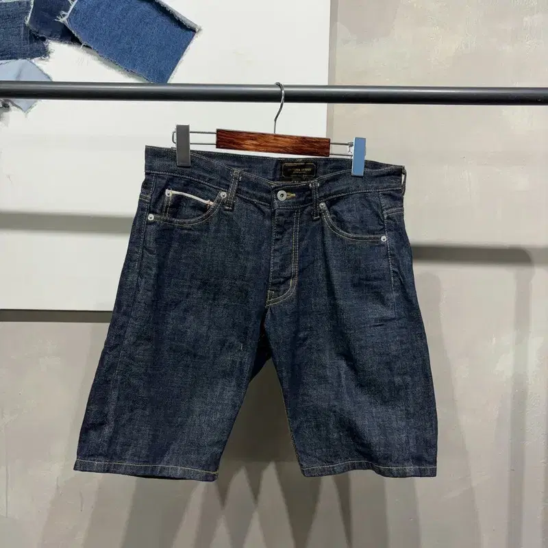 (32인치) 유니폼브릿지 캐주얼 생지 셀비지 진청 반바지 데님팬츠