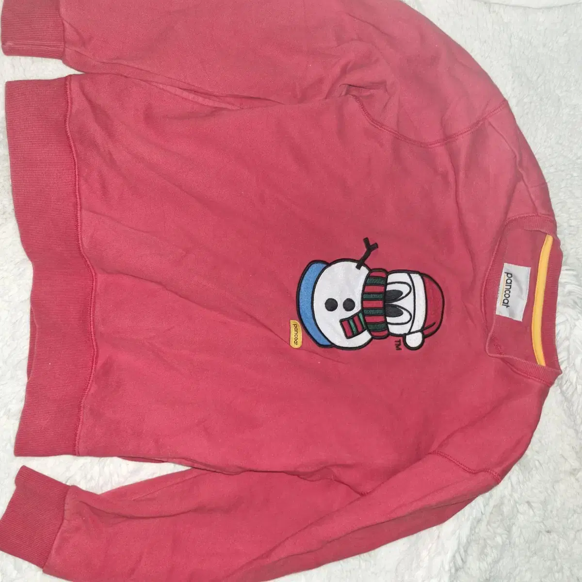Pancake Snowman Man-to-Man Red Women's Size S