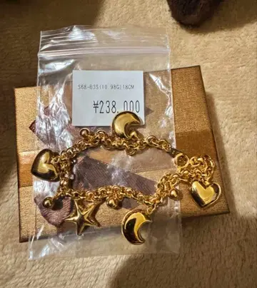 골드 도금 별과 달 참 팔찌 18cm