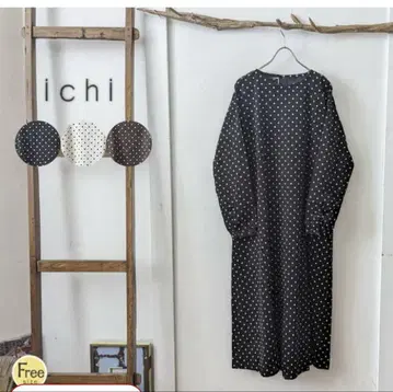 ICHI 이치 도트 무늬 롱 원피스 여성용