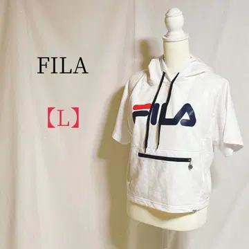 휠라 후드티 후드 부착 반팔 L 화이트