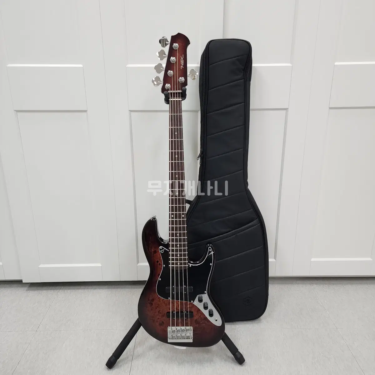 헥스 5현 재즈 베이스기타 + 10와트 미니 앰프 B365 브라운 버스트