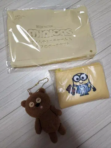 미니언즈 파우치와 팀 봉제 인형 키링 세트