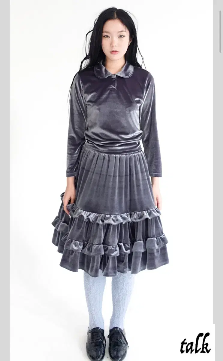 Shop Fairy velvet skirt charcoal