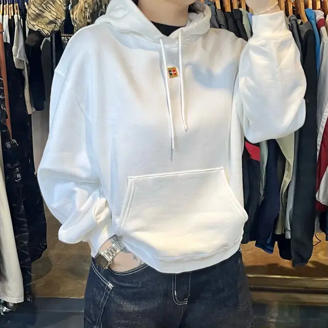나이키 00s 테니스 로고 화이트 후드