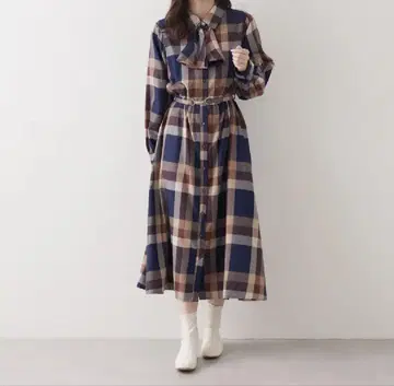 체크 무늬 원피스/NICE CLAUP / OLIVE des OLIVE