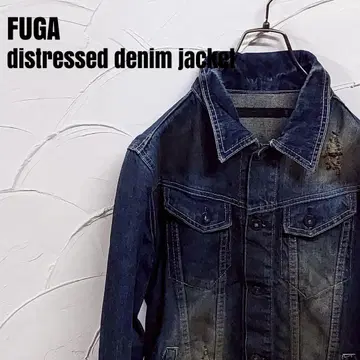 FUGA/푸가 크러쉬 데미지 가공 데님 자켓