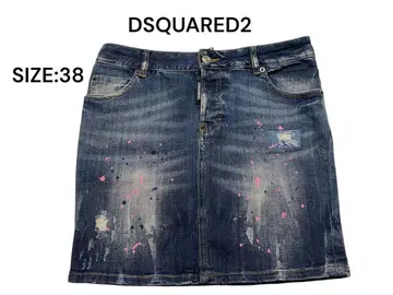 DSQUARED2 데님 미니 스커트 데미지 가공 페인트 가공 38