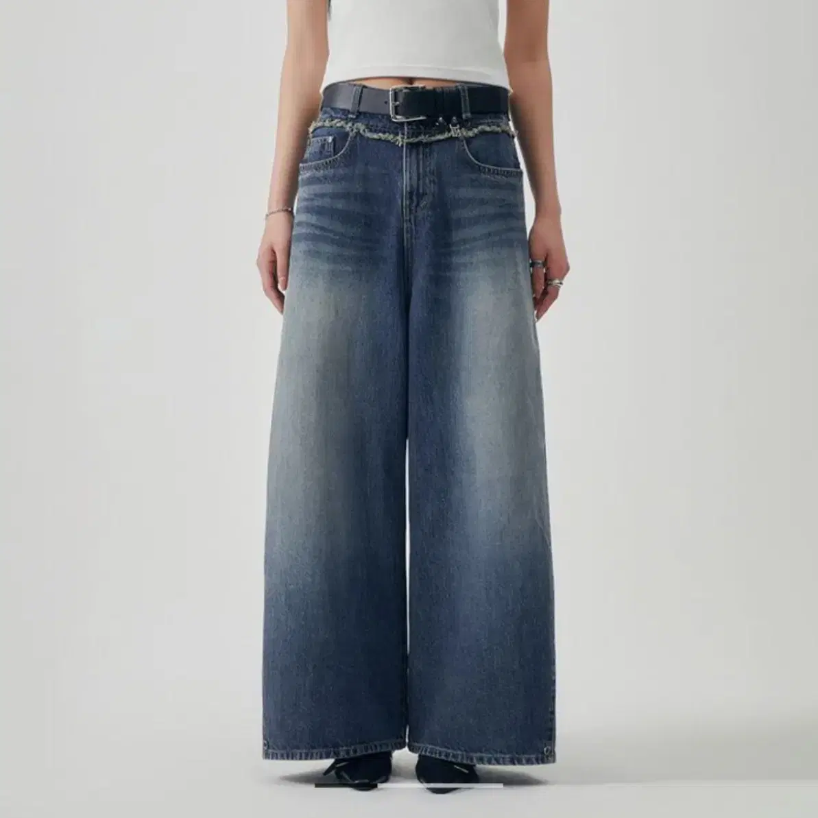 Trimming Bird Scratch Damage Wide Sweatpants jennie Pants
