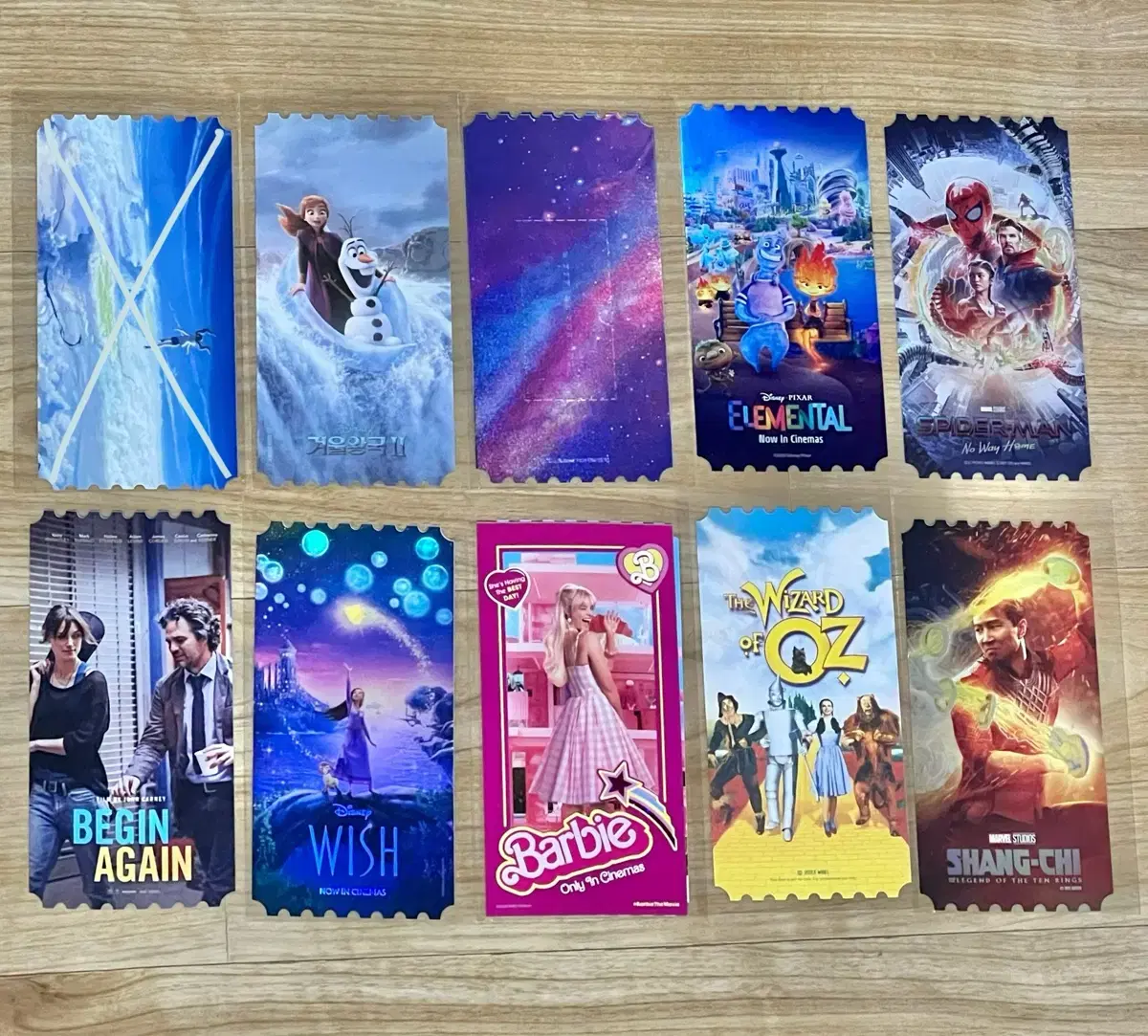 Original tickets Begin Again, Wish, Bobby, Shang Chi, The Wizard of Oz, Escape, Robot Dreams, Air