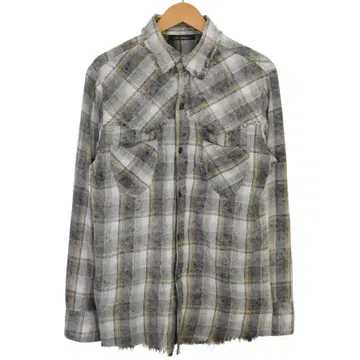 14th Addiction 유즈드 프린지 가공 체크 웨스턴 셔츠