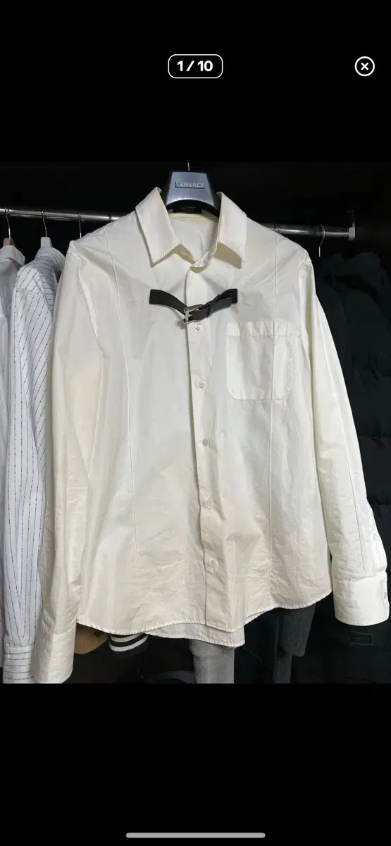 [48] Versace leather belt buckle detail shirt