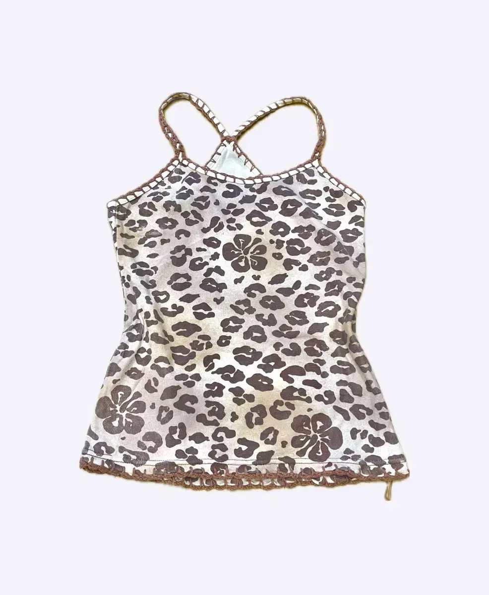 일본빈티지 히비스커스 면 100% 모리 히피 키치 나시 민소매