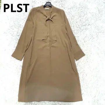 PLST 플라스테 매트 새틴 원피스 보타이 베이지 L 사이즈