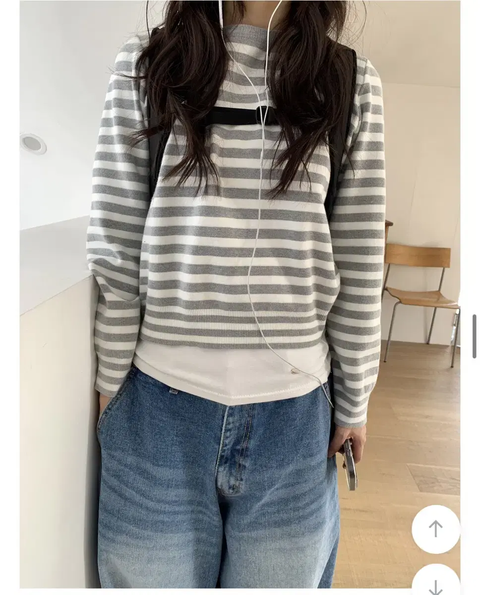 릿킴 BOARD STRIPE KNIT 그레이