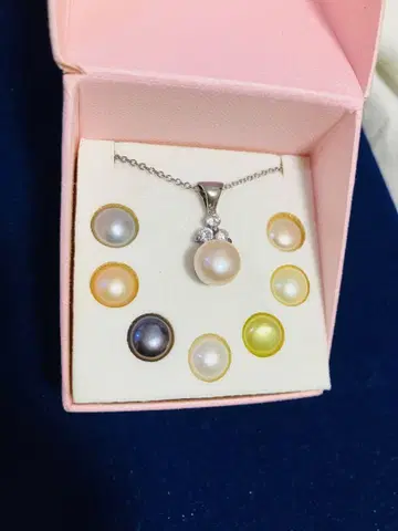 8가지 색상의 진주 교체 목걸이 925 실버