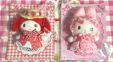 레어 산리오 허벅지 멜로 아카멜로 마스코트 브로치 2개 세트